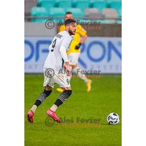 Nino Kukovec of Kalcer Radomlje in action during Prva liga Telemach 2025/2026 football match between Bravo Big Bang and Kalcer Radomlje in Ljubljana, Slovenia on November 24, 2025