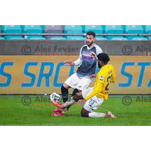 Nino Kukovec of Kalcer Radomlje in action during Prva liga Telemach 2025/2026 football match between Bravo Big Bang and Kalcer Radomlje in Ljubljana, Slovenia on November 24, 2025