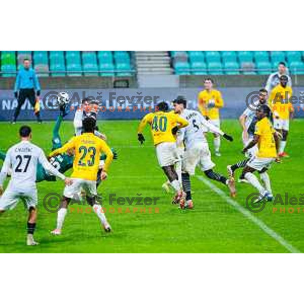 Enej Klampfer of Kalcer Radomlje scores a goal during Prva liga Telemach 2025/2026 football match between Bravo Big Bang and Kalcer Radomlje in Ljubljana, Slovenia on November 24, 2025