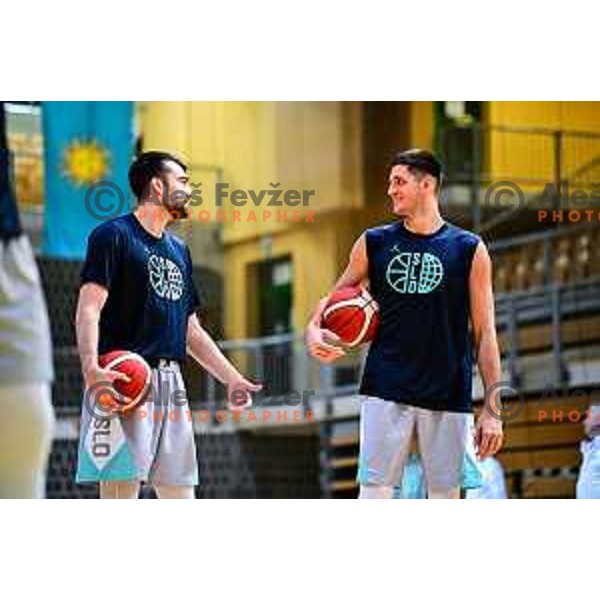Robert Jurkovic and Martin Krampelj during Slovenia National Basketball team practice in Bonifika Hall, Koper, Slovenia on November 25, 2025