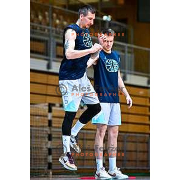 Gregor Hrovat and Gregor Glas during Slovenia National Basketball team practice in Bonifika Hall, Koper, Slovenia on November 25, 2025