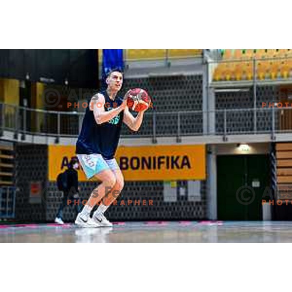 Miha Cerkvenik during Slovenia National Basketball team practice in Bonifika Hall, Koper, Slovenia on November 25, 2025
