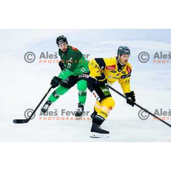 Nik Simsic of SZ Olimpija in action during IceHL 2025/2026 ice hockey match between SZ Olimpija and HC Falkensteiner Pustertal in Tivoli Hall, Ljubljana, Slovenia on November 26, 2025. Photo: Filip Barbalic
