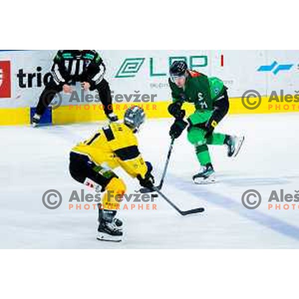 Ziga Mehle of SZ Olimpija in action during IceHL 2025/2026 ice hockey match between SZ Olimpija and HC Falkensteiner Pustertal in Tivoli Hall, Ljubljana, Slovenia on November 26, 2025. Photo: Filip Barbalic