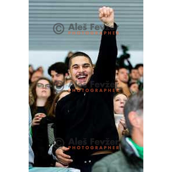 Fans of SZ Olimpija in action during IceHL 2025/2026 ice hockey match between SZ Olimpija and HC Falkensteiner Pustertal in Tivoli Hall, Ljubljana, Slovenia on November 26, 2025. Photo: Filip Barbalic