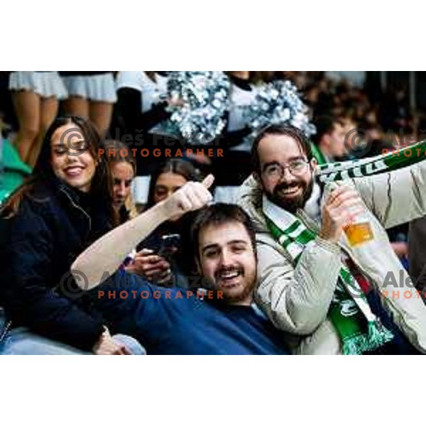 Fans of SZ Olimpija in action during IceHL 2025/2026 ice hockey match between SZ Olimpija and HC Falkensteiner Pustertal in Tivoli Hall, Ljubljana, Slovenia on November 26, 2025. Photo: Filip Barbalic