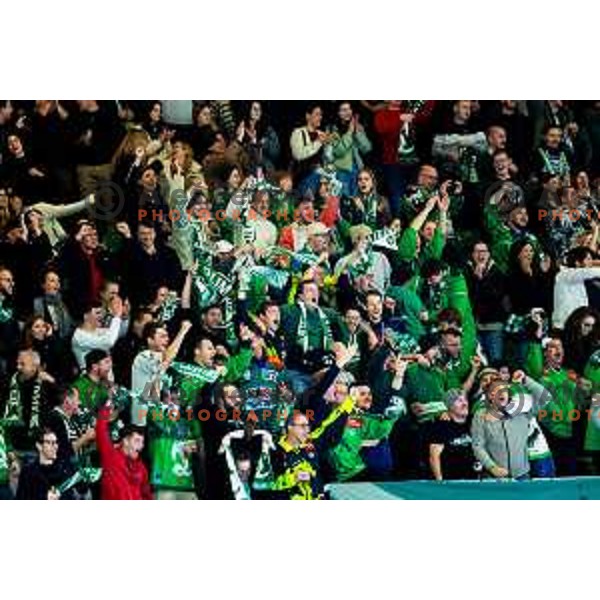 Fans of SZ Olimpija in action during IceHL 2025/2026 ice hockey match between SZ Olimpija and HC Falkensteiner Pustertal in Tivoli Hall, Ljubljana, Slovenia on November 26, 2025. Photo: Filip Barbalic
