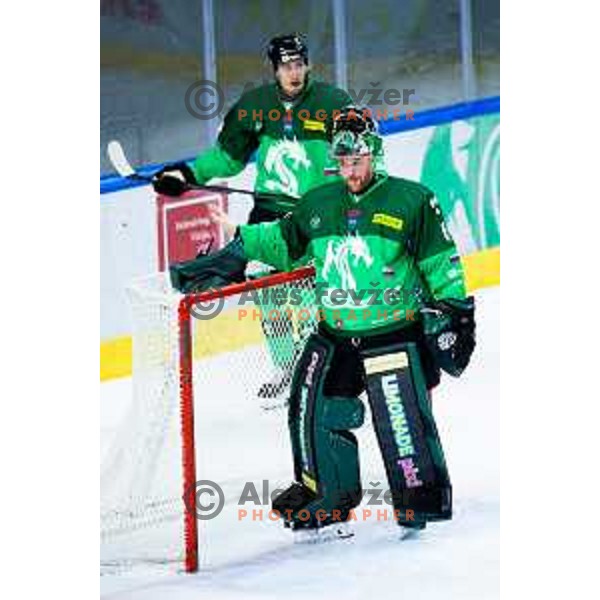 Lukas Horak of SZ Olimpija in action during IceHL 2025/2026 ice hockey match between SZ Olimpija and HC Falkensteiner Pustertal in Tivoli Hall, Ljubljana, Slovenia on November 26, 2025. Photo: Filip Barbalic