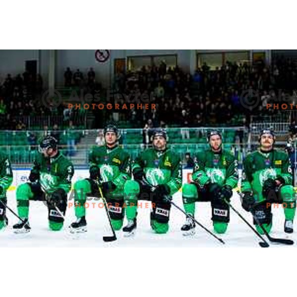 Ziga Pance and Robert Sabolic of SZ Olimpija celebrate win in IceHL 2025/2026 ice hockey match between SZ Olimpija and HC Falkensteiner Pustertal in Tivoli Hall, Ljubljana, Slovenia on November 26, 2025. Photo: Filip Barbalic
