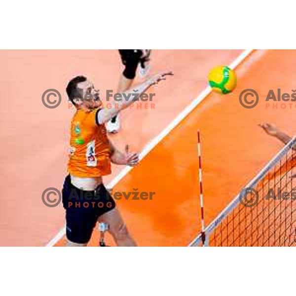 Toncek Stern of ACH Volley in action during CEV Men\'s Champions League 2026 Early Stage volleyball match between ACH Volley (SLO) and Radnicki Kragujevac (SRB) in Tivoli Hall, Ljubljana, Slovenia on November 27, 2025. Photo: Filip Barbalic