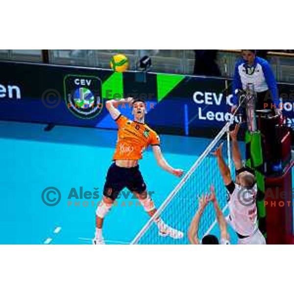 Luka Marovt of ACH Volley in action during CEV Men\'s Champions League 2026 Early Stage volleyball match between ACH Volley (SLO) and Radnicki Kragujevac (SRB) in Tivoli Hall, Ljubljana, Slovenia on November 27, 2025. Photo: Filip Barbalic