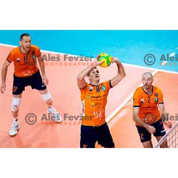 Gregor Ropret of ACH Volley in action during CEV Men\'s Champions League 2026 Early Stage volleyball match between ACH Volley (SLO) and Radnicki Kragujevac (SRB) in Tivoli Hall, Ljubljana, Slovenia on November 27, 2025. Photo: Filip Barbalic