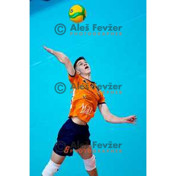 Luka Marovt of ACH Volley in action during CEV Men\'s Champions League 2026 Early Stage volleyball match between ACH Volley (SLO) and Radnicki Kragujevac (SRB) in Tivoli Hall, Ljubljana, Slovenia on November 27, 2025. Photo: Filip Barbalic