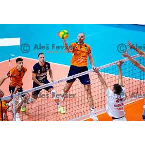 Alen Pajenk of ACH Volley in action during CEV Men\'s Champions League 2026 Early Stage volleyball match between ACH Volley (SLO) and Radnicki Kragujevac (SRB) in Tivoli Hall, Ljubljana, Slovenia on November 27, 2025. Photo: Filip Barbalic
