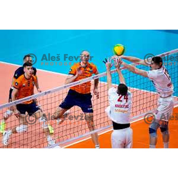 Alen Pajenk of ACH Volley in action during CEV Men\'s Champions League 2026 Early Stage volleyball match between ACH Volley (SLO) and Radnicki Kragujevac (SRB) in Tivoli Hall, Ljubljana, Slovenia on November 27, 2025. Photo: Filip Barbalic