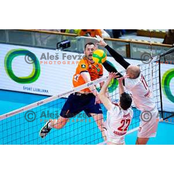 Toncek Stern of ACH Volley in action during CEV Men\'s Champions League 2026 Early Stage volleyball match between ACH Volley (SLO) and Radnicki Kragujevac (SRB) in Tivoli Hall, Ljubljana, Slovenia on November 27, 2025. Photo: Filip Barbalic