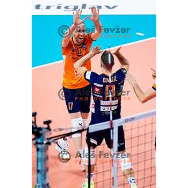 Tine Urnaut of ACH Volley in action during CEV Men\'s Champions League 2026 Early Stage volleyball match between ACH Volley (SLO) and Radnicki Kragujevac (SRB) in Tivoli Hall, Ljubljana, Slovenia on November 27, 2025. Photo: Filip Barbalic