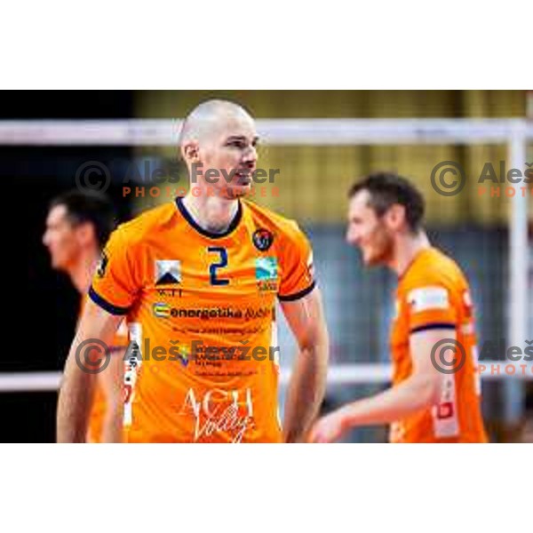 Alen Pajenk of ACH Volley in action during CEV Men\'s Champions League 2026 Early Stage volleyball match between ACH Volley (SLO) and Radnicki Kragujevac (SRB) in Tivoli Hall, Ljubljana, Slovenia on November 27, 2025. Photo: Filip Barbalic