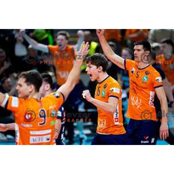 Jaka Prevorcnik of ACH Volley in action during CEV Men\'s Champions League 2026 Early Stage volleyball match between ACH Volley (SLO) and Radnicki Kragujevac (SRB) in Tivoli Hall, Ljubljana, Slovenia on November 27, 2025. Photo: Filip Barbalic