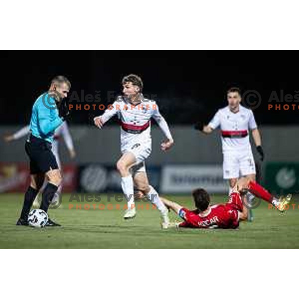 Jon Ficko in action during Prva liga Telemach 2025/26 football match between NK Aluminij and NK Primorje in Sportni park Kidricevo, Slovenia on November 28, 2025. Photo: Jure Banfi