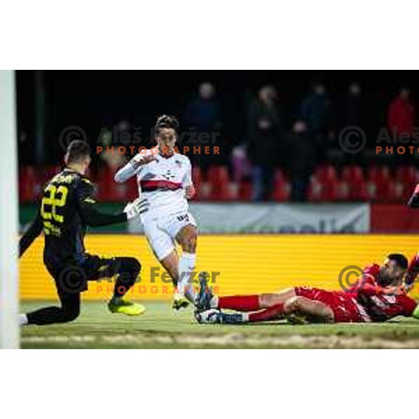 Haris Kadric in action during Prva liga Telemach 2025/26 football match between NK Aluminij and NK Primorje in Sportni park Kidricevo, Slovenia on November 28, 2025. Photo: Jure Banfi