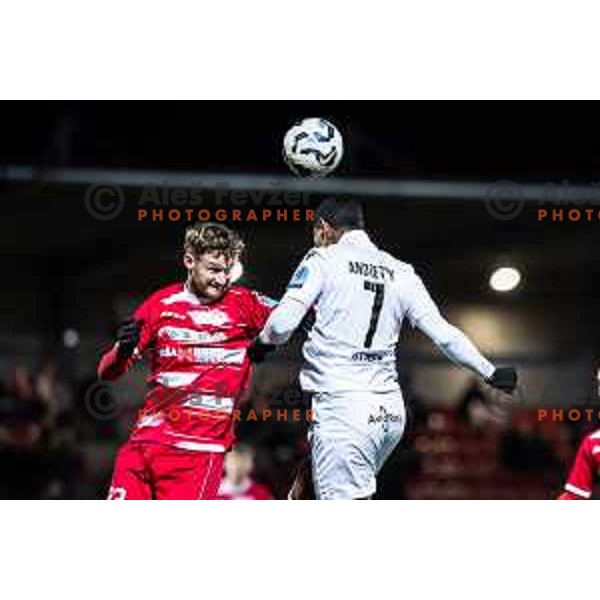 Domen Zajsek in action during Prva liga Telemach 2025/26 football match between NK Aluminij and NK Primorje in Sportni park Kidricevo, Slovenia on November 28, 2025. Photo: Jure Banfi