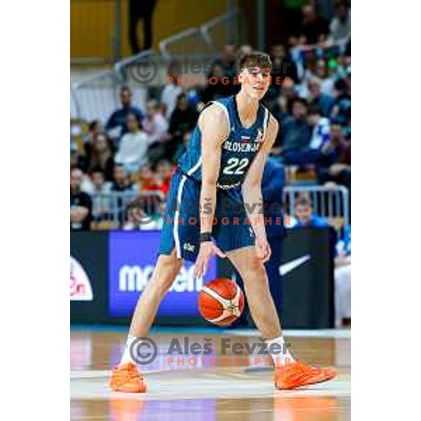 Stefan Joksimovic in action during FIBA Basketball World Cup 2027 European Qualifiers between Slovenia and Estonia in Bonifika Hall, Koper, Slovenia on November 28, 2025