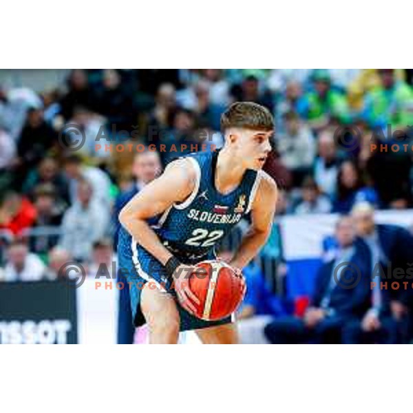 Stefan Joksimovic in action during FIBA Basketball World Cup 2027 European Qualifiers between Slovenia and Estonia in Bonifika Hall, Koper, Slovenia on November 28, 2025
