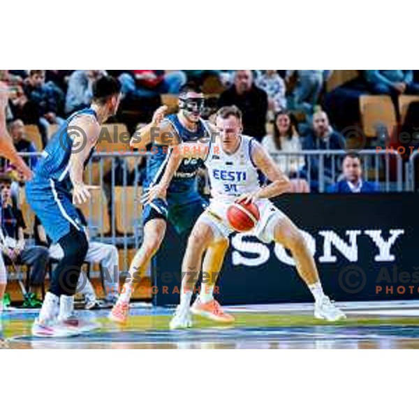in action during FIBA Basketball World Cup 2027 European Qualifiers between Slovenia and Estonia in Bonifika Hall, Koper, Slovenia on November 28, 2025