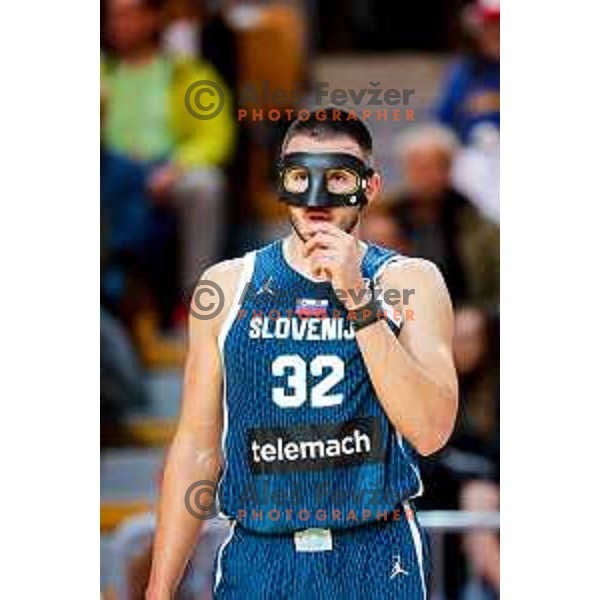 Bine Prepelic in action during FIBA Basketball World Cup 2027 European Qualifiers between Slovenia and Estonia in Bonifika Hall, Koper, Slovenia on November 28, 2025