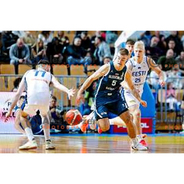 Ziga Samar of Slovenia in action during FIBA Basketball World Cup 2027 European Qualifiers between Slovenia and Estonia in Bonifika Hall, Koper, Slovenia on November 28, 2025