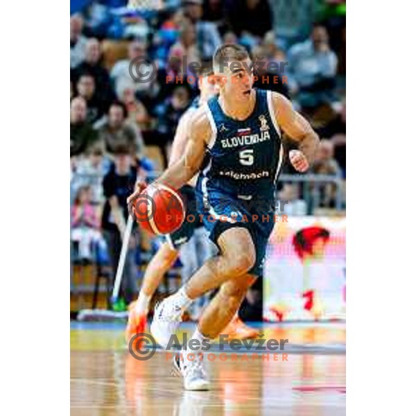 Ziga Samar of Slovenia in action during FIBA Basketball World Cup 2027 European Qualifiers between Slovenia and Estonia in Bonifika Hall, Koper, Slovenia on November 28, 2025