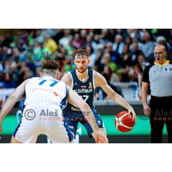 in action during FIBA Basketball World Cup 2027 European Qualifiers between Slovenia and Estonia in Bonifika Hall, Koper, Slovenia on November 28, 2025