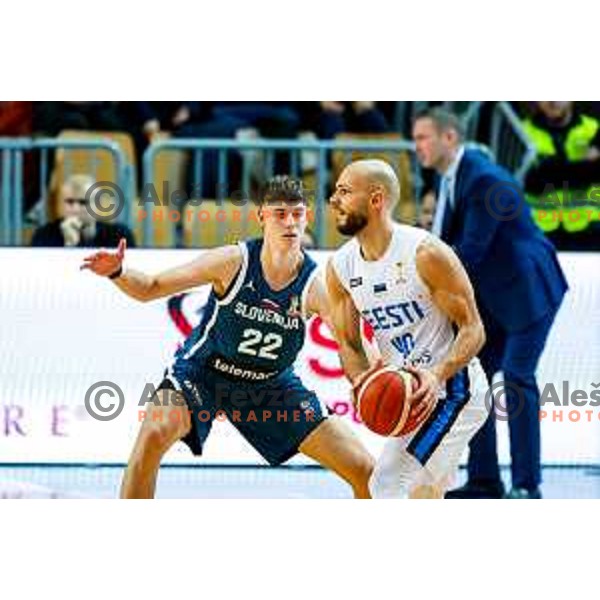 Stefan Joksimovic in action during FIBA Basketball World Cup 2027 European Qualifiers between Slovenia and Estonia in Bonifika Hall, Koper, Slovenia on November 28, 2025