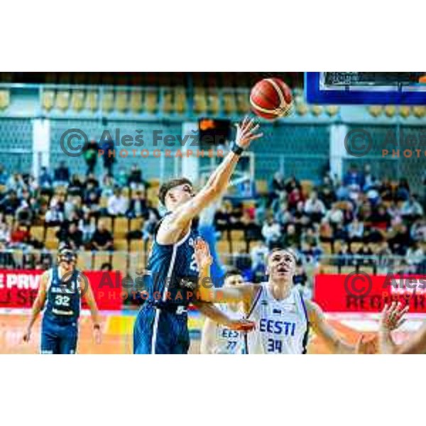 Stefan Joksimovic in action during FIBA Basketball World Cup 2027 European Qualifiers between Slovenia and Estonia in Bonifika Hall, Koper, Slovenia on November 28, 2025