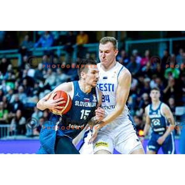 Gregor Hrovat of Slovenia in action during FIBA Basketball World Cup 2027 European Qualifiers between Slovenia and Estonia in Bonifika Hall, Koper, Slovenia on November 28, 2025