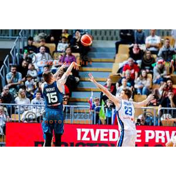 in action during FIBA Basketball World Cup 2027 European Qualifiers between Slovenia and Estonia in Bonifika Hall, Koper, Slovenia on November 28, 2025
