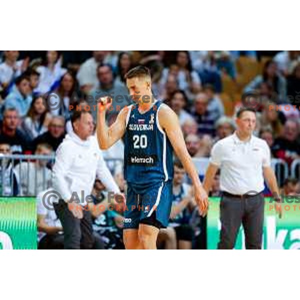 Miha Cerkvenik in action during FIBA Basketball World Cup 2027 European Qualifiers between Slovenia and Estonia in Bonifika Hall, Koper, Slovenia on November 28, 2025