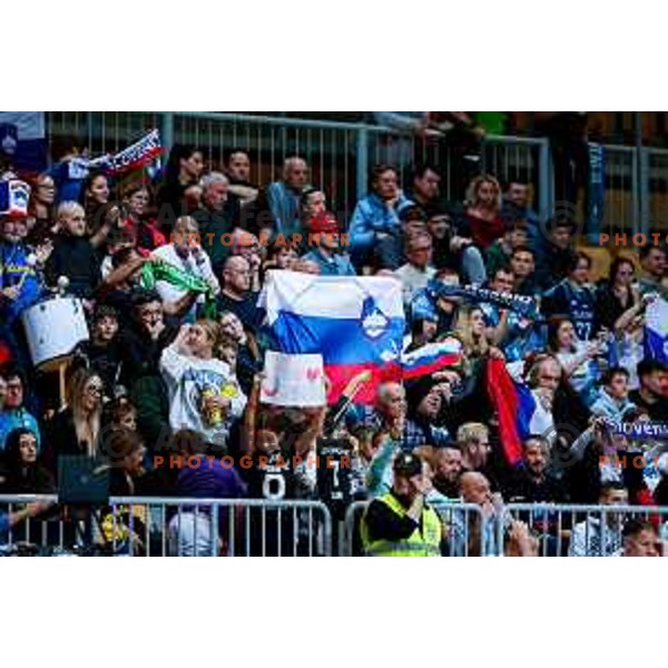 Fans of Slovenia in action during FIBA Basketball World Cup 2027 European Qualifiers between Slovenia and Estonia in Bonifika Hall, Koper, Slovenia on November 28, 2025