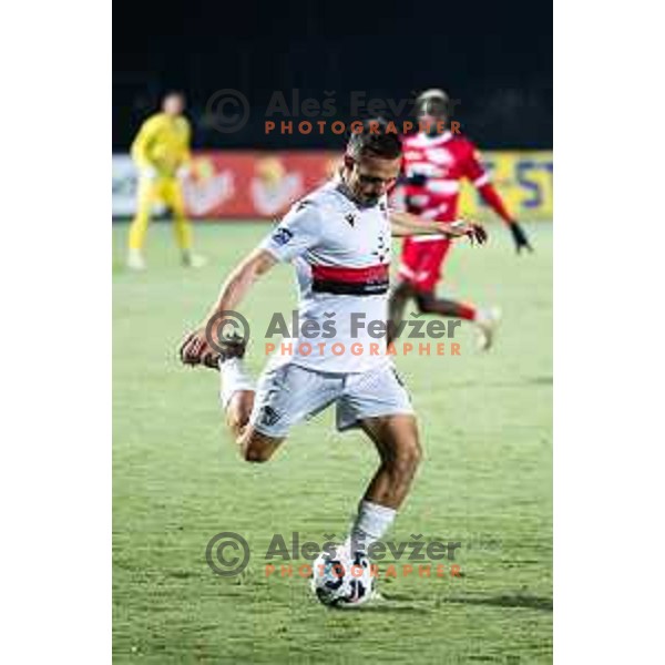 Tilen Klemencic in action during Prva liga Telemach 2025/26 football match between NK Aluminij and NK Primorje in Sportni park Kidricevo, Slovenia on November 28, 2025. Photo: Jure Banfi
