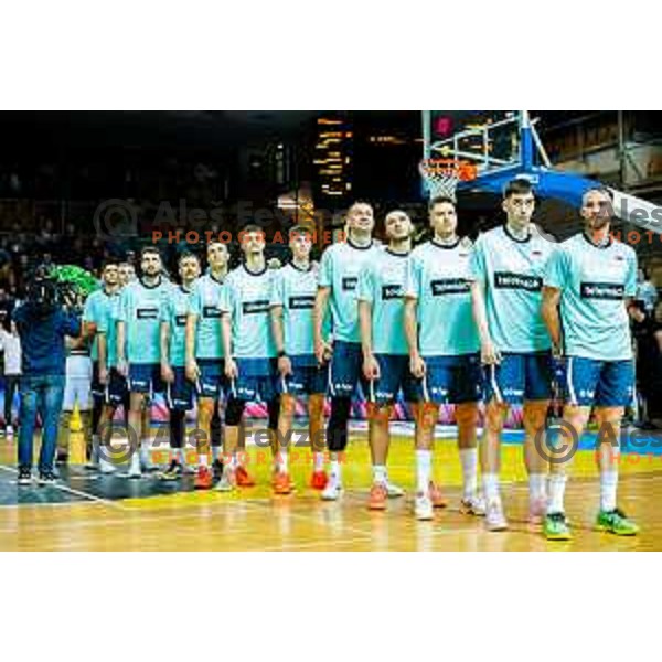 in action during FIBA Basketball World Cup 2027 European Qualifiers between Slovenia and Estonia in Bonifika Hall, Koper, Slovenia on November 28, 2025