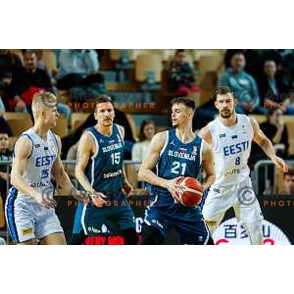 Aljaz Kunc in action during FIBA Basketball World Cup 2027 European Qualifiers between Slovenia and Estonia in Bonifika Hall, Koper, Slovenia on November 28, 2025