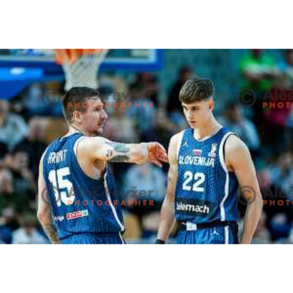 Gregor Hrovat and Stefan Joksimovic during FIBA Basketball World Cup 2027 European Qualifiers between Slovenia and Estonia in Bonifika Hall, Koper, Slovenia on November 28, 2025