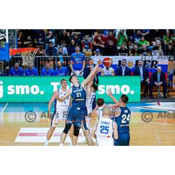 in action during FIBA Basketball World Cup 2027 European Qualifiers between Slovenia and Estonia in Bonifika Hall, Koper, Slovenia on November 28, 2025