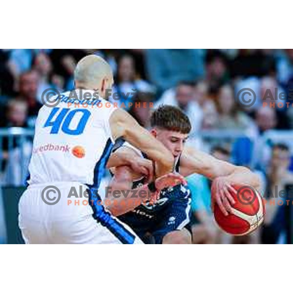 Stefan Joksimovic in action during FIBA Basketball World Cup 2027 European Qualifiers between Slovenia and Estonia in Bonifika Hall, Koper, Slovenia on November 28, 2025