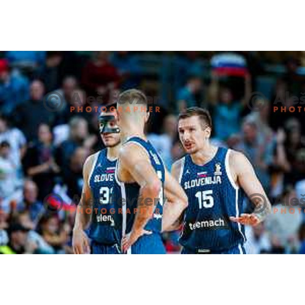 Bine Prepelic and Gregor Hrovat during FIBA Basketball World Cup 2027 European Qualifiers between Slovenia and Estonia in Bonifika Hall, Koper, Slovenia on November 28, 2025