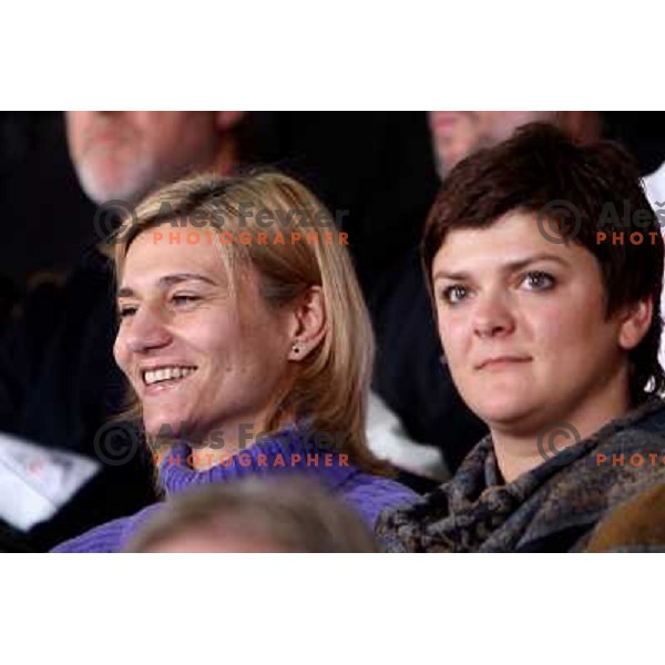Anja Freser (left) and Iatsenko at handball match Krim Mercator (SLO)- Metz Handball (FRA) in round2 of EHF Women\'s Championsleague, played in Ljubljana, Slovenia 9.11.2008. Metz Handball won 31:26 