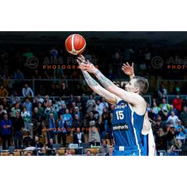 Gregor Hrovat of Slovenia in action during FIBA Basketball World Cup 2027 European Qualifiers between Slovenia and Estonia in Bonifika Hall, Koper, Slovenia on November 28, 2025
