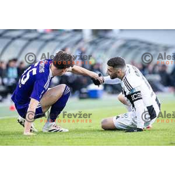 Mark Spanring vs Nino Kouter in action during Prva liga Telemach 2025/26 football match between NK Mura and NK Maribor in Fazanerija, Murska Sobota, Slovenia on November 29, 2025. Photo: Jure Banfi
