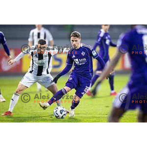 Nino Kouter vs Jan Repas in action during Prva liga Telemach 2025/26 football match between NK Mura and NK Maribor in Fazanerija, Murska Sobota, Slovenia on November 29, 2025. Photo: Jure Banfi